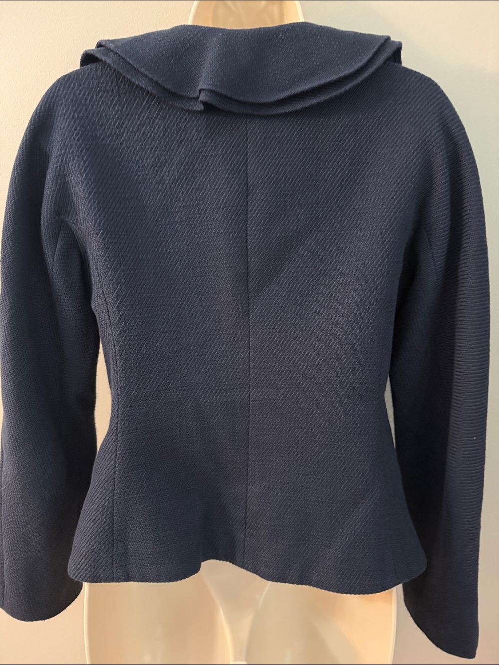 Magaschoni Navy Ruffle-Front Blazer - Picture 8 of 14
